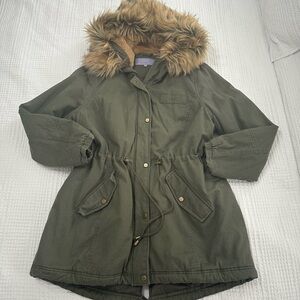 Madden girl anorak jacket with faux fur hoodie